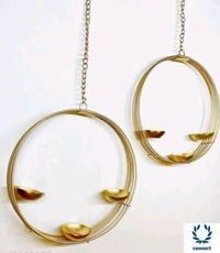 Arsh Metal World Wall Hanging Circle of Light Gold Plated Tealight Candle Holder for Home Decor - Metal, Tea Light Candle Holder, Pack of2